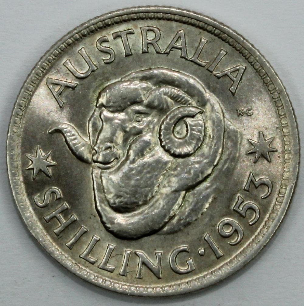 Australia 1953 Shilling, Gem image