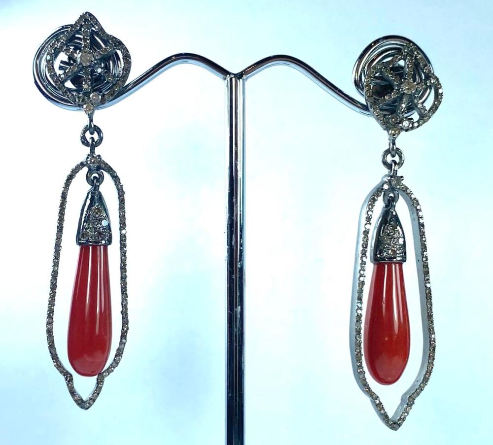 Imposing Red Coral Drop Ear... image