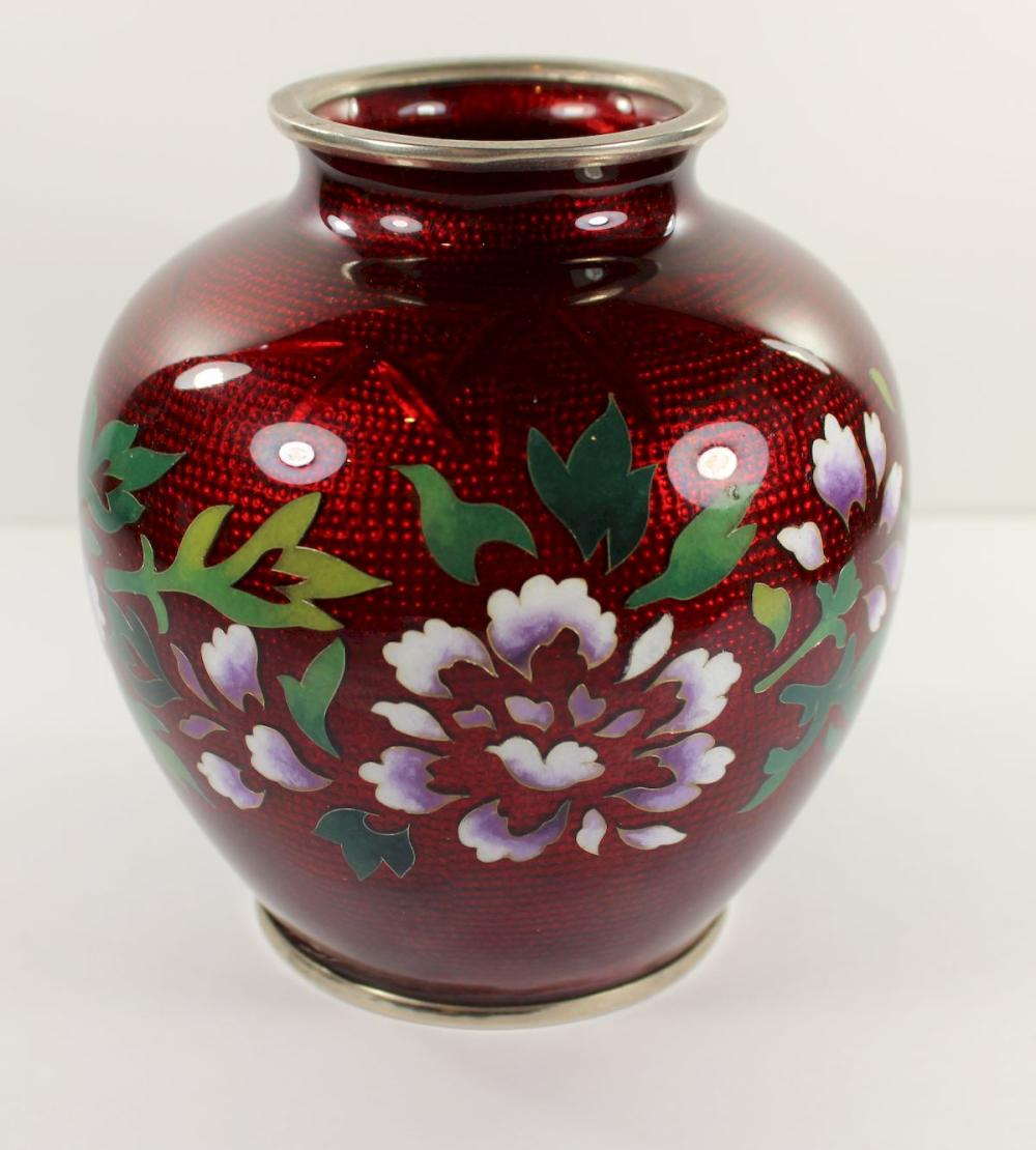 Japanese Red Sato Cloisonne... image