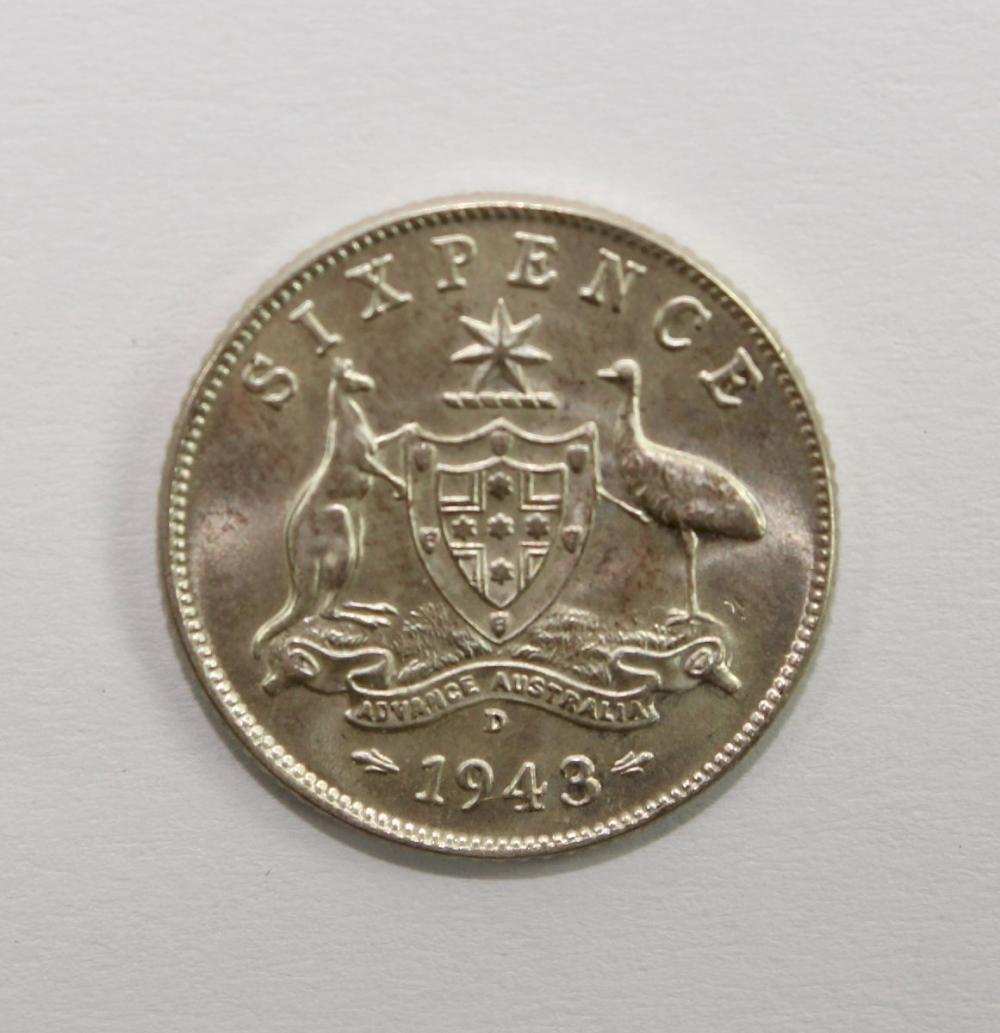 Australia 1943 D Sixpence, ... image