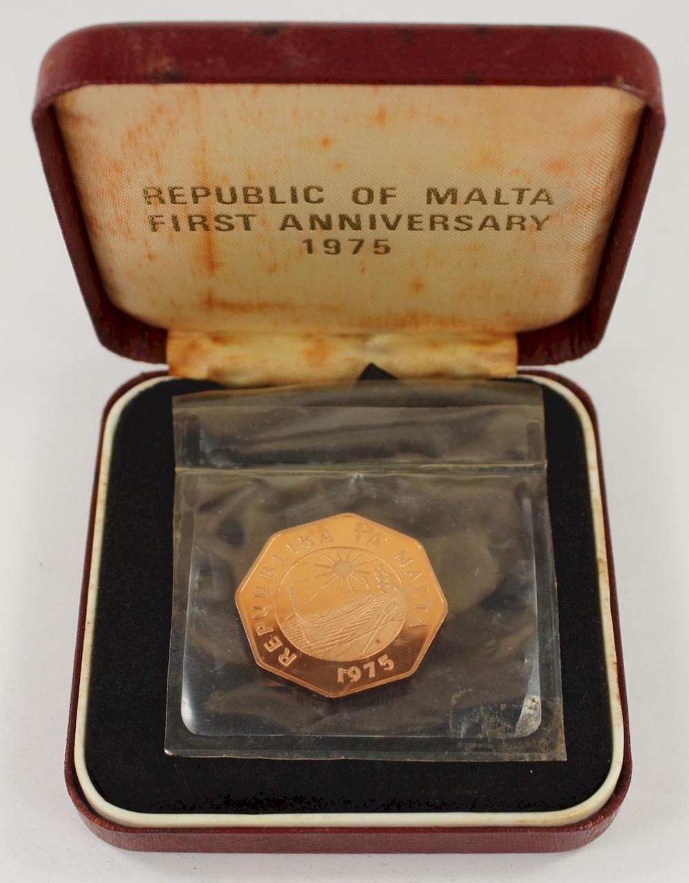 Malta 1975 Proof 25 Cent, FDC image