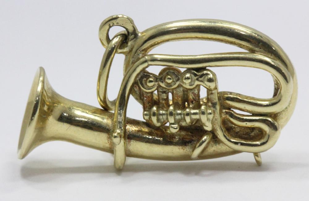 French Horn Charm in 14ct Gold image