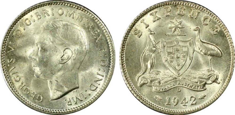 Australia. 1942 D Sixpence,... image