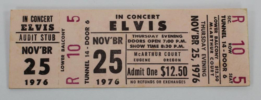 'Elvis in Concert' Ticket '... image