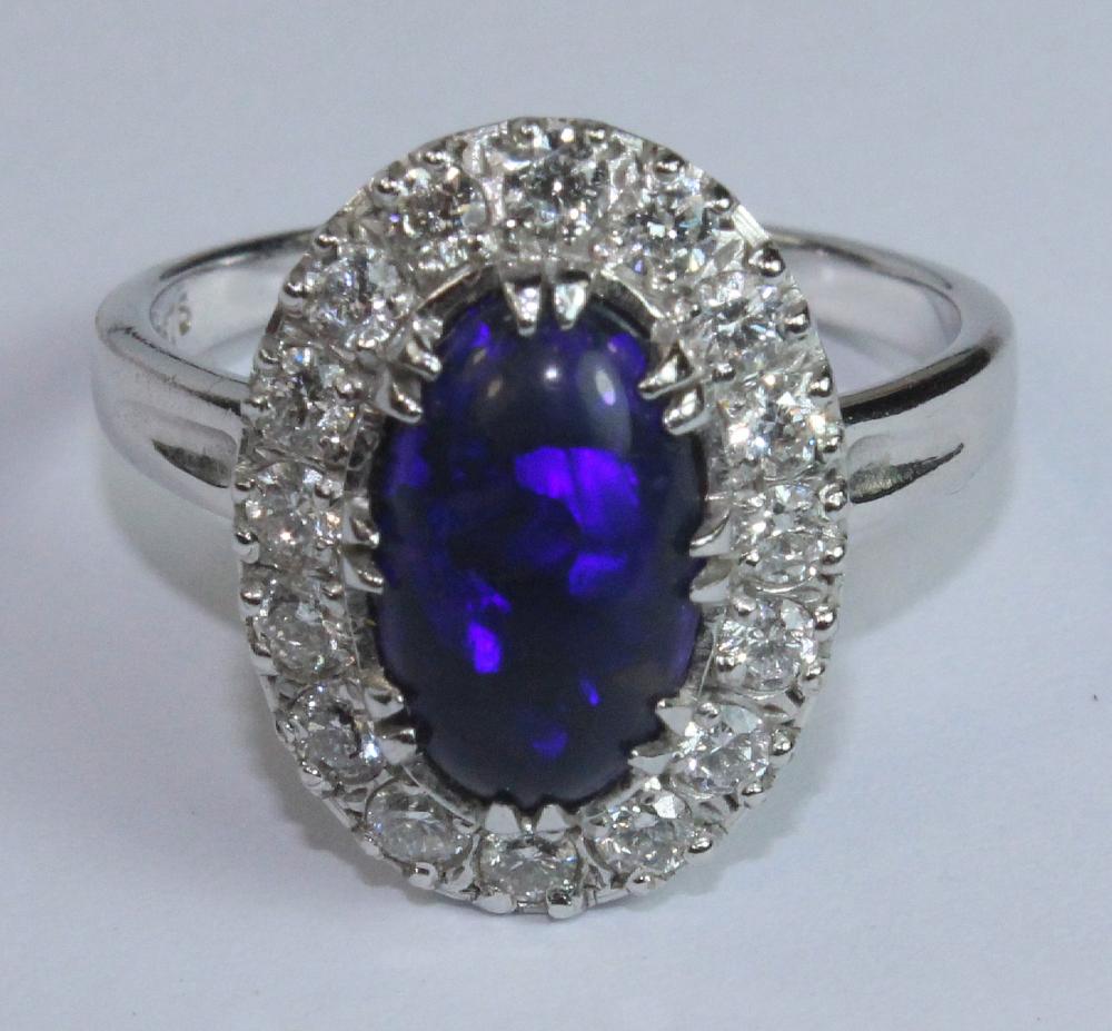 Black Opal & Diamond Ring i... image