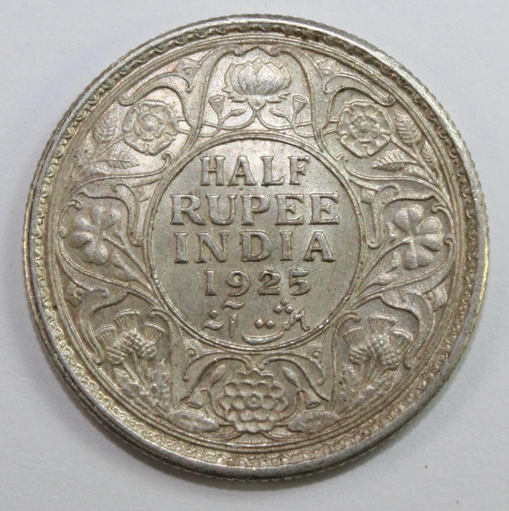 India. 1925 Silver Half Rup... image