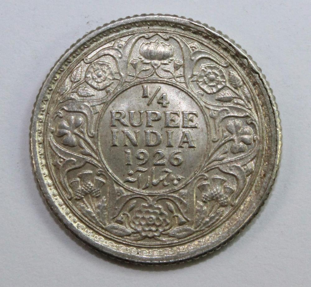 India. 1926 Silver 1/4 Rupe... image