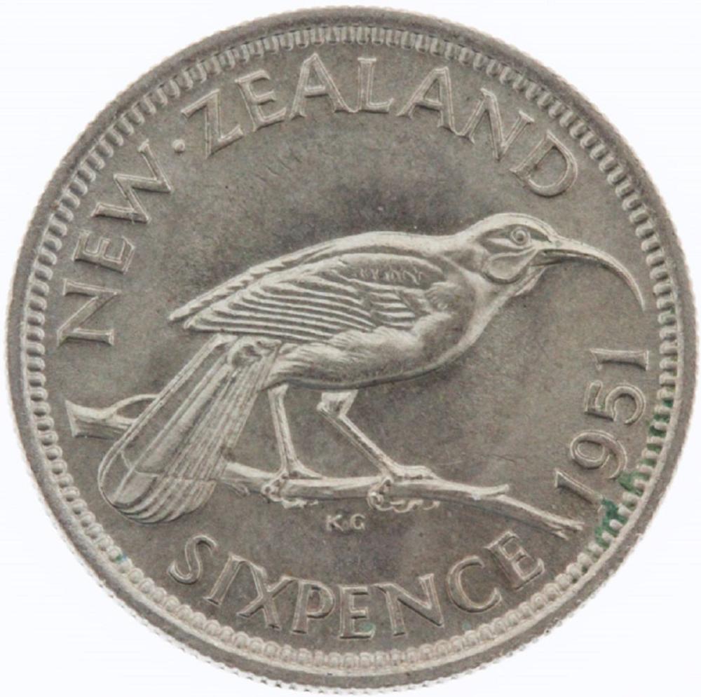 New Zealand. 1951 Sixpence,... image