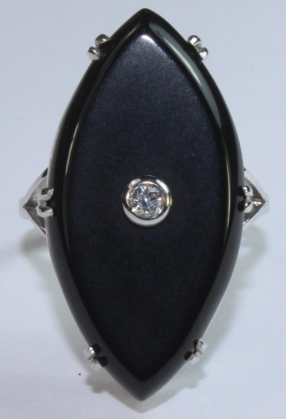 Diamond & Onyx Ring in 9ct ... image