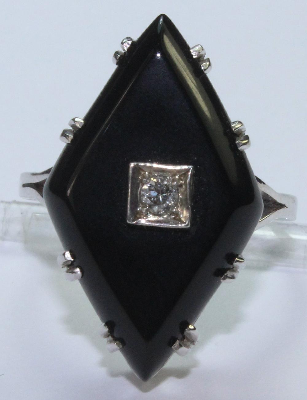 Diamond & Onyx Ring 18ct Wh... image