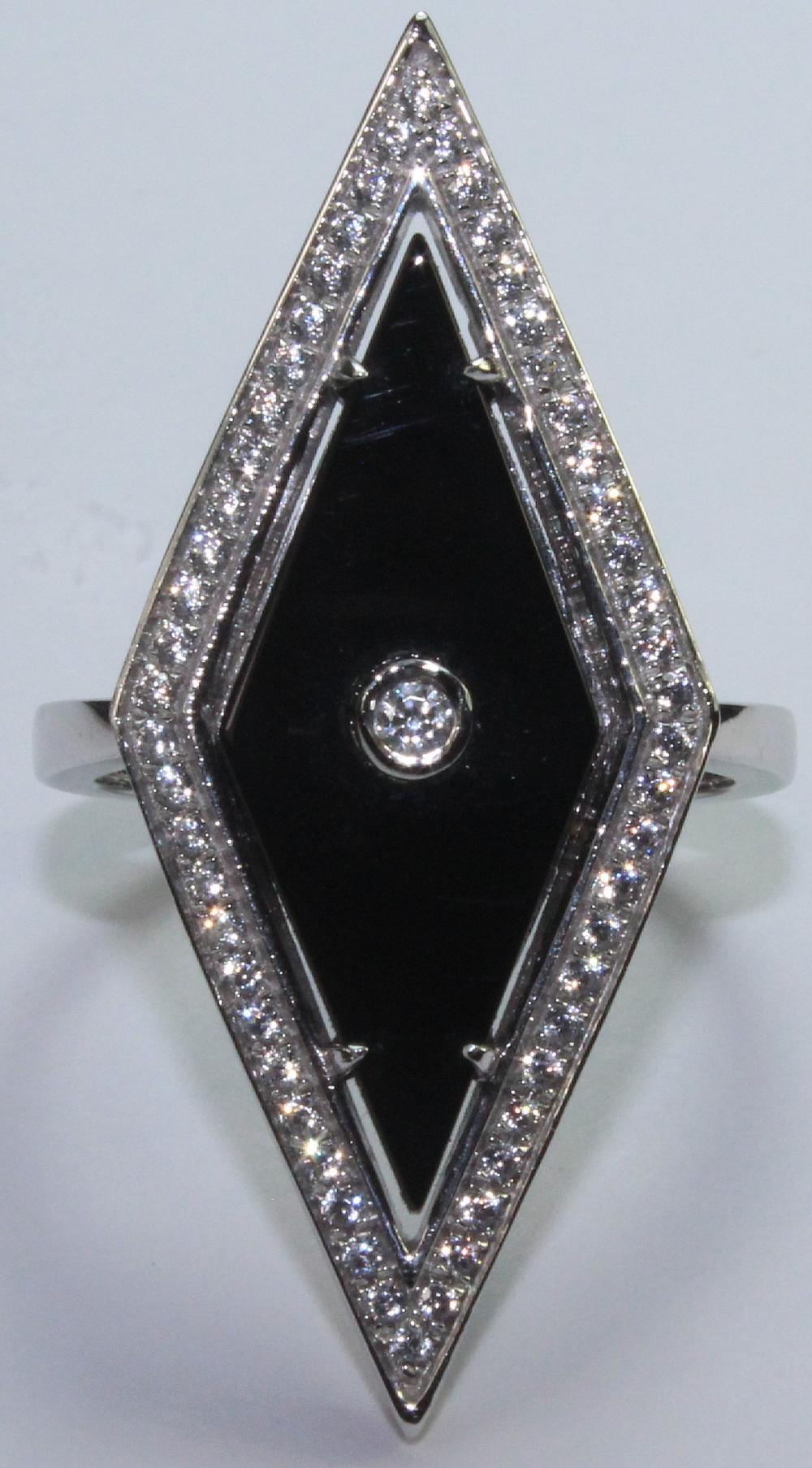 Diamond & Onyx Ring in 9ct ... image