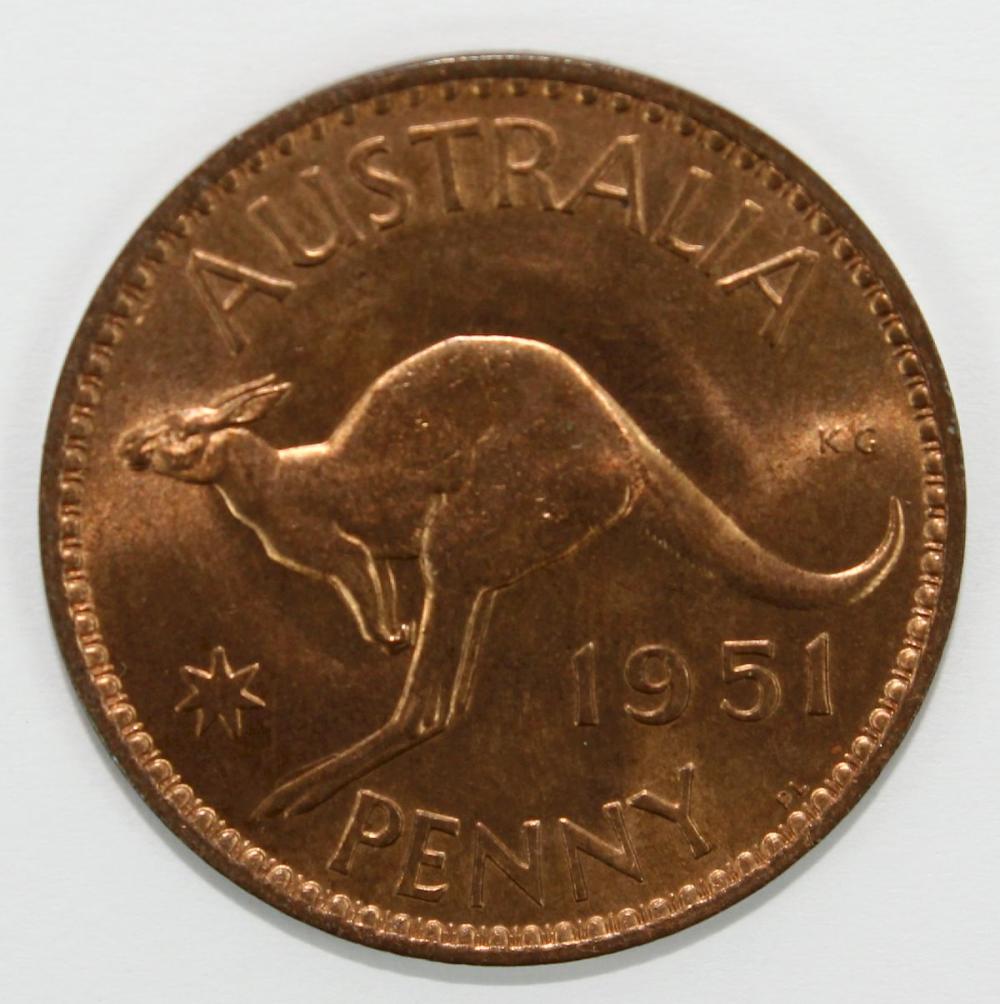 Australia 1951 PL Penny, Gem image