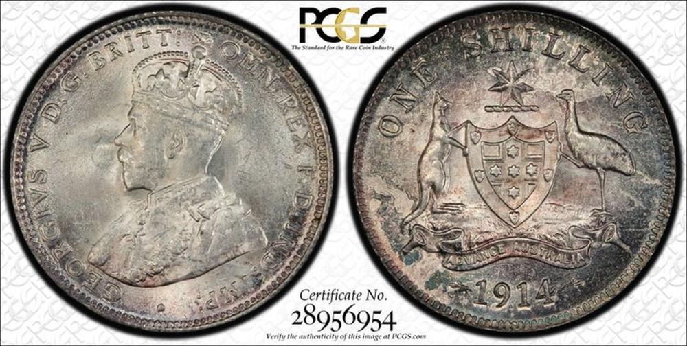 Australia 1914 Shilling PCGS MS63