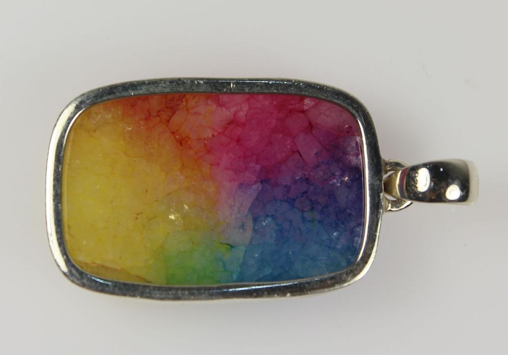 Rainbow dyed Quartz Pendant... image