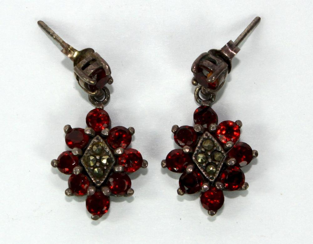 Marcasite & Garnet Drop Ear... image