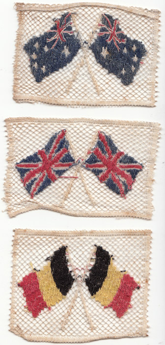 War vintage crocheted flags... image