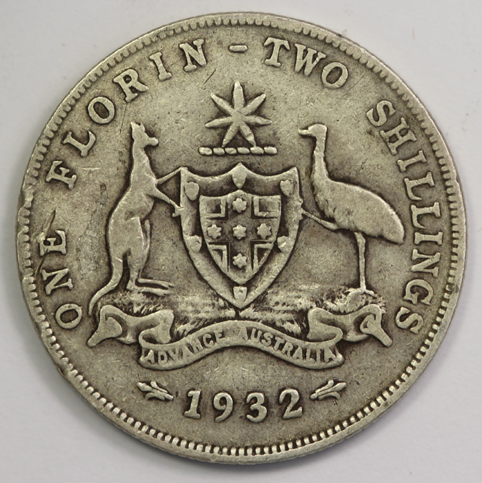 Australia 1932 Florin, VG /... image