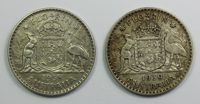 Australia 1938 Florin, both... image