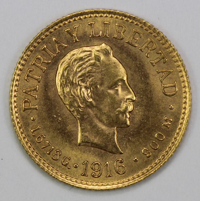 Cuba 1916 Gold Peso, near Gem image