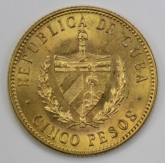 Cuba 1916 Gold 5 Pesos, Lus... image