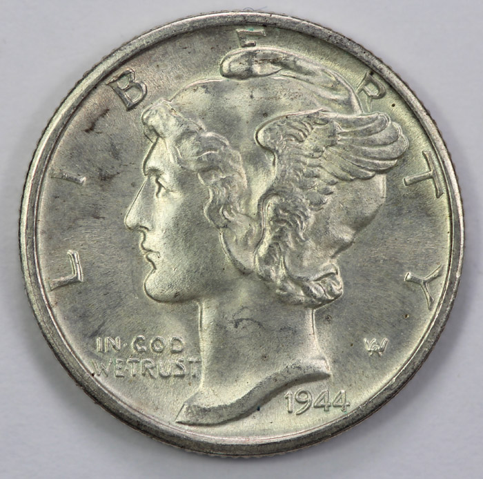 USA 1944 D 'Mercury' Dime, Gem image