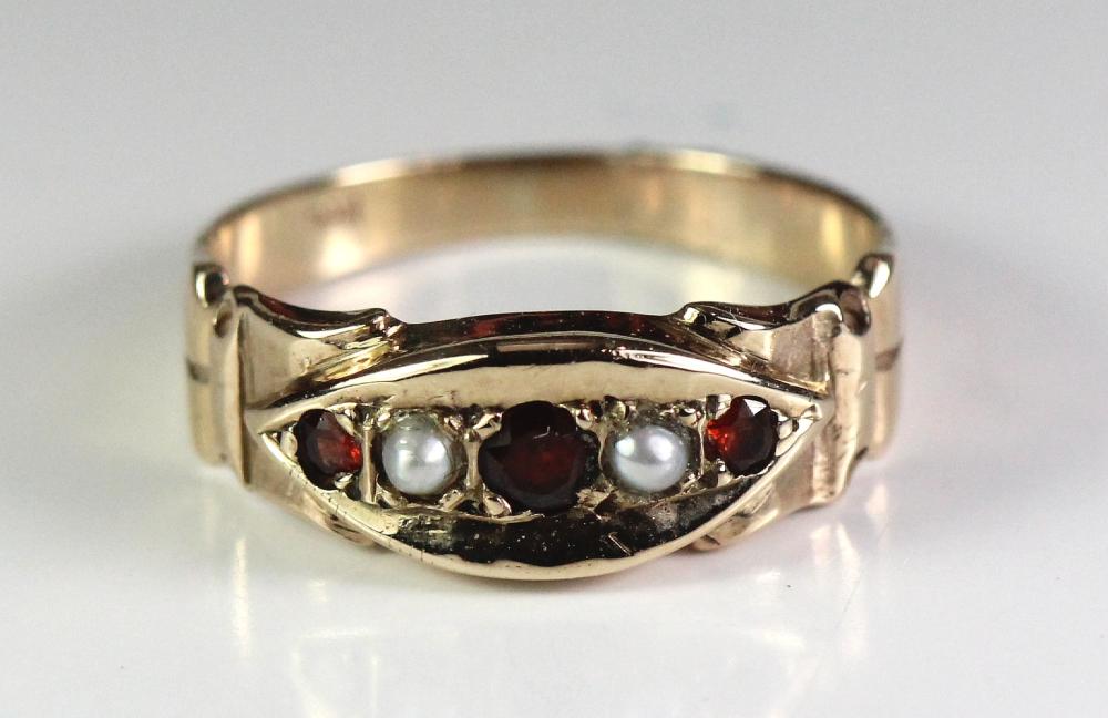 Ruby & Seed Pearl Ring in 9... image