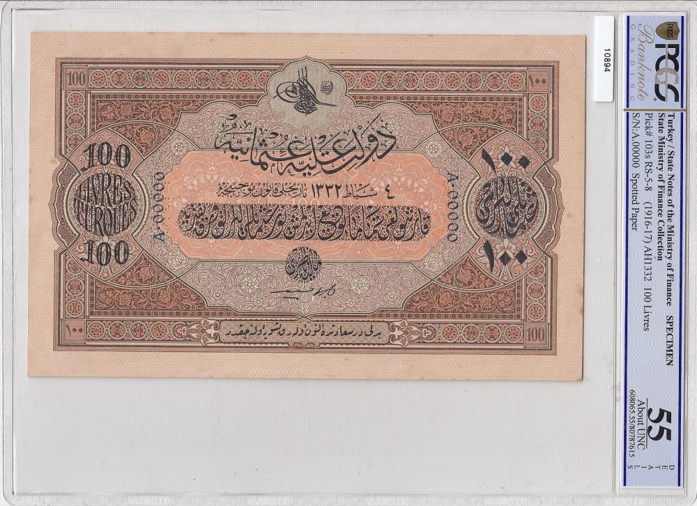 Turkey. Specimen 100 Livres... image