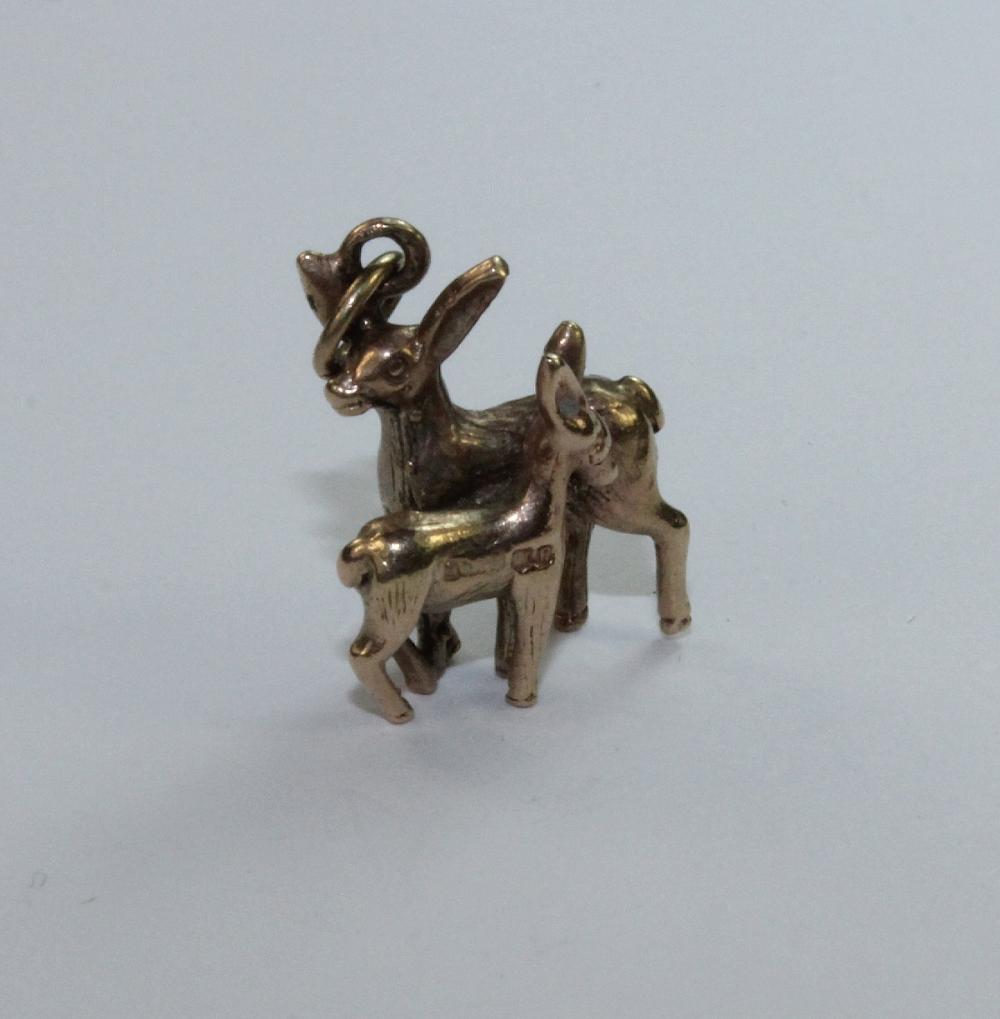 Deer with Doe Charm in 9ct ... image