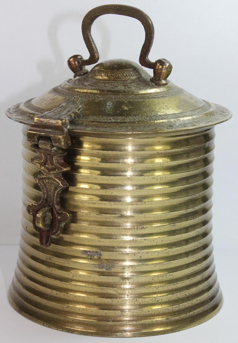 Antique Brass lidded Vessel... image