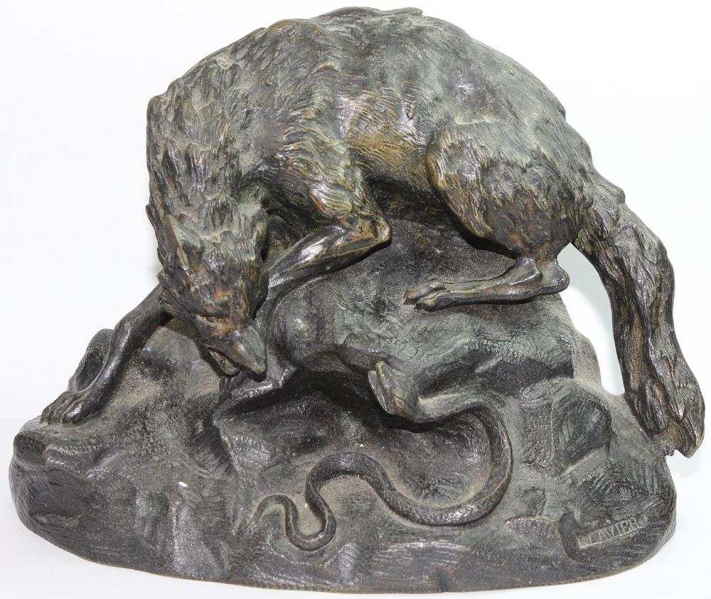 Bronze of a Wolf startled b... image