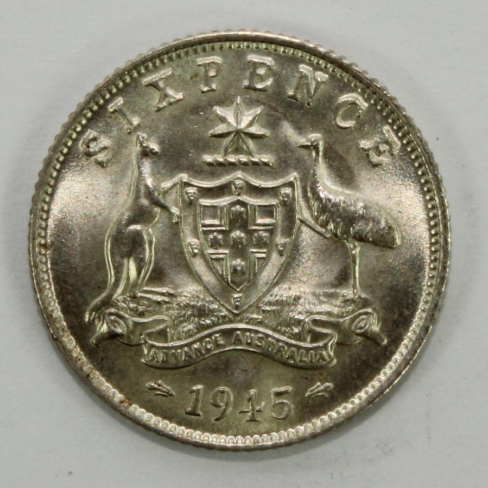 Australia 1945 Sixpence, Gem image