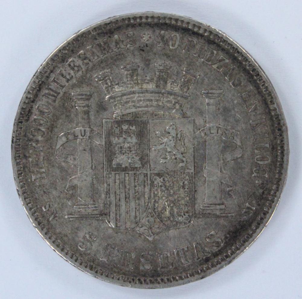 Spain 1870 Silver (900) 5 P... image