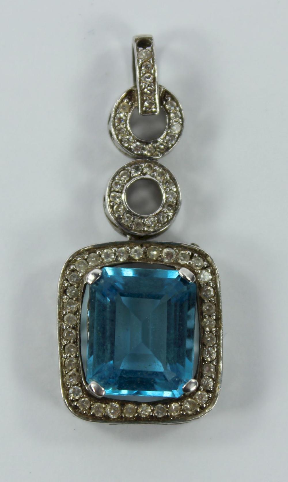 Rectangular Blue Topaz & Wh... image