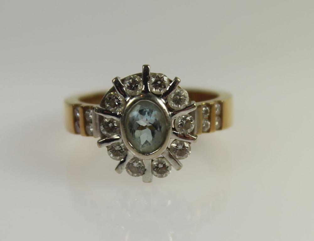 Aquamarine & Diamond Ring i... image