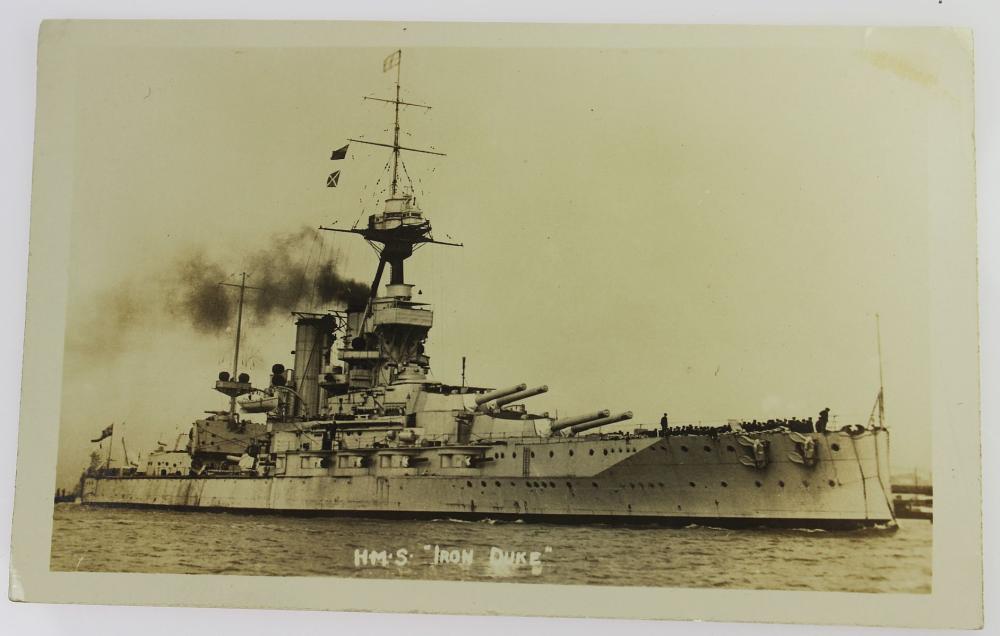 WWI British Post Card of Royal Navy Battleship H.M.S. Iron Duke