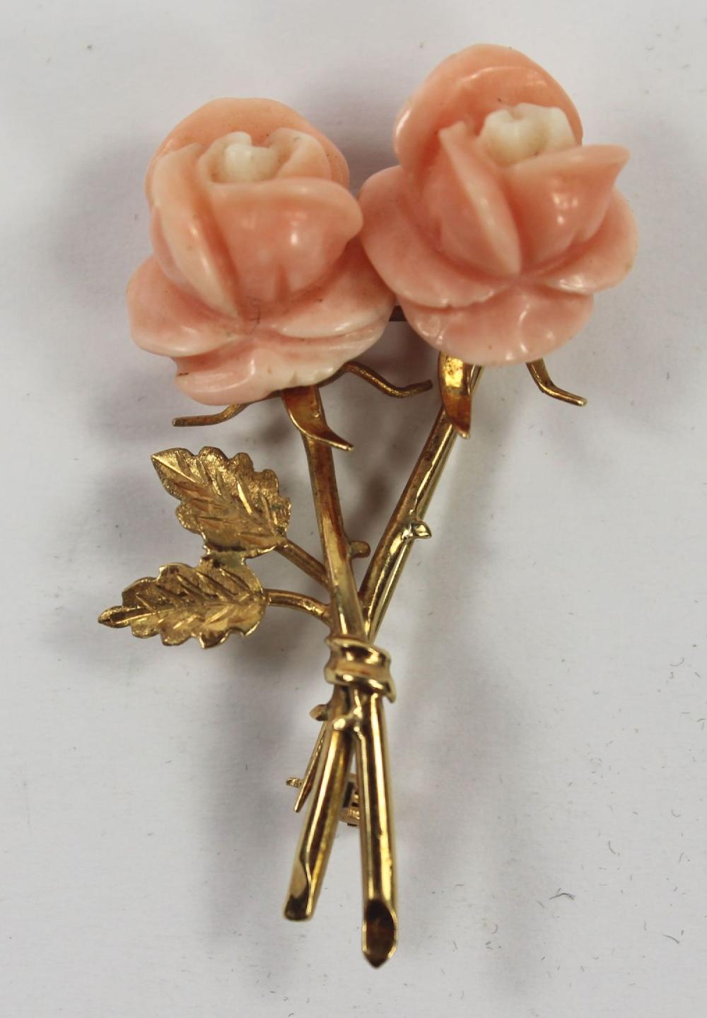 Carved Pink Coral Flower Br... image