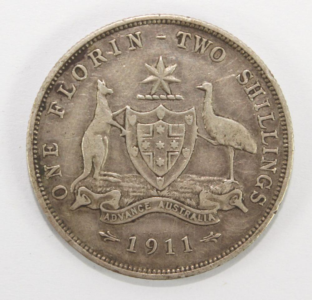 Australia 1911 Florin, Fine image