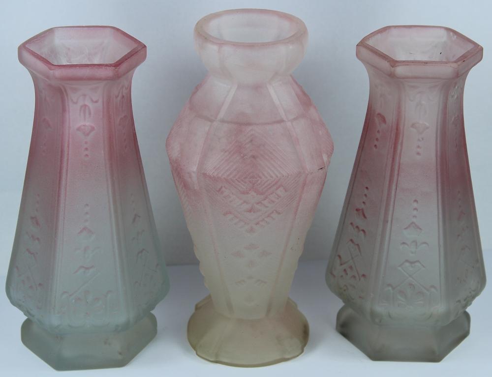 Depression Glass Pink Vases... image