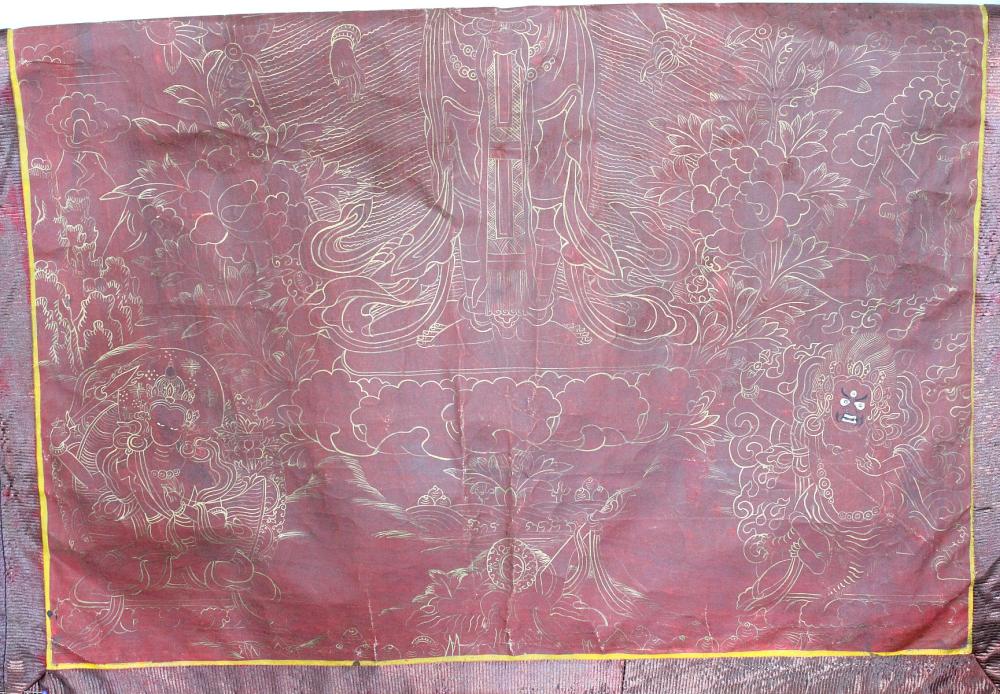 Tibetan Thangka in Red Silk... image