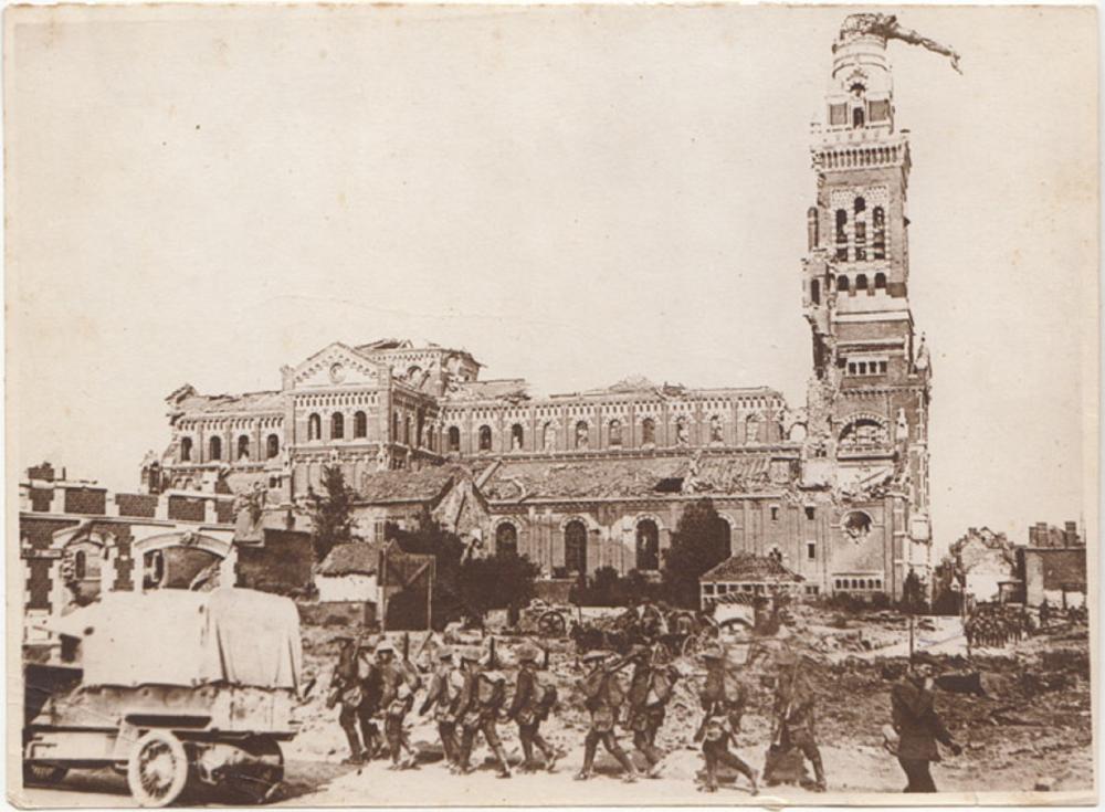 WWI Australia Contemporary War Photograph of 'the Albert Cathedral, 1916.'