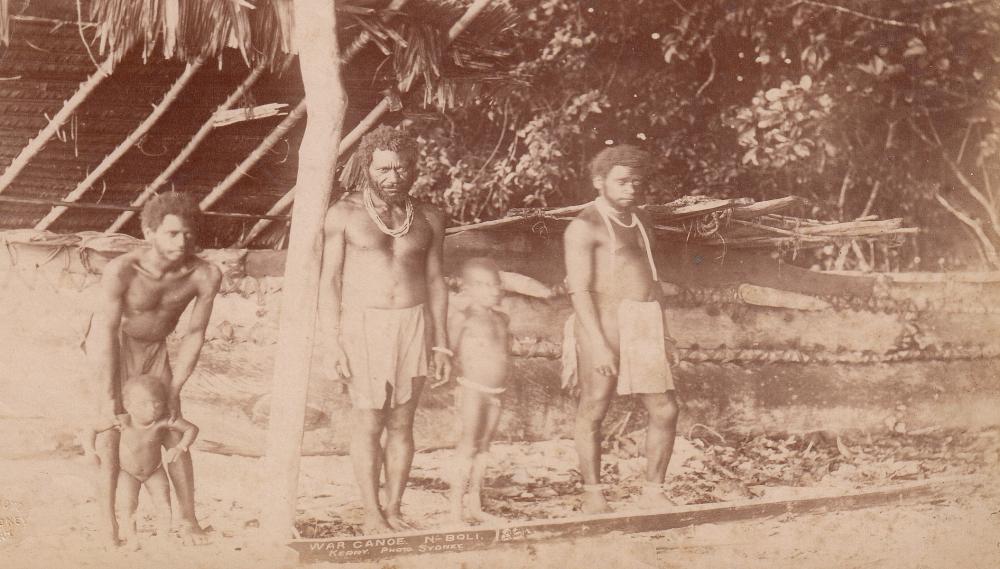 Solomon Islands Original 'Charles Kerry' Albumen Print dated 189? - War Canoe N-Boli, about Extremely Fine