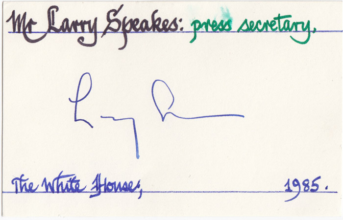 Autograph of Larry Speakes ... image