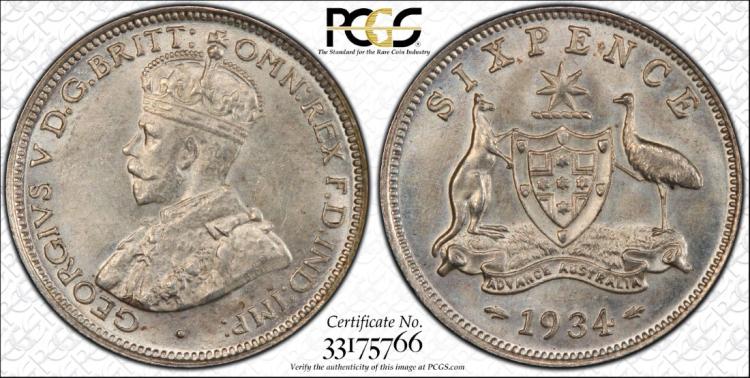 Australia 1934 Sixpence, PC... image