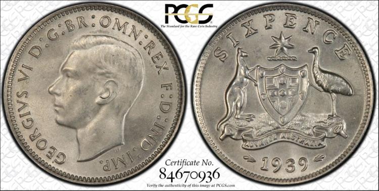 Australia 1939 Sixpence, PC... image