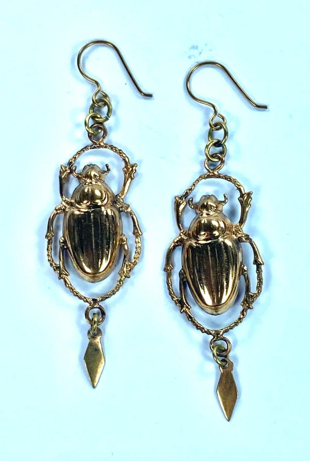 Scarab Drop Earrings in Copper image