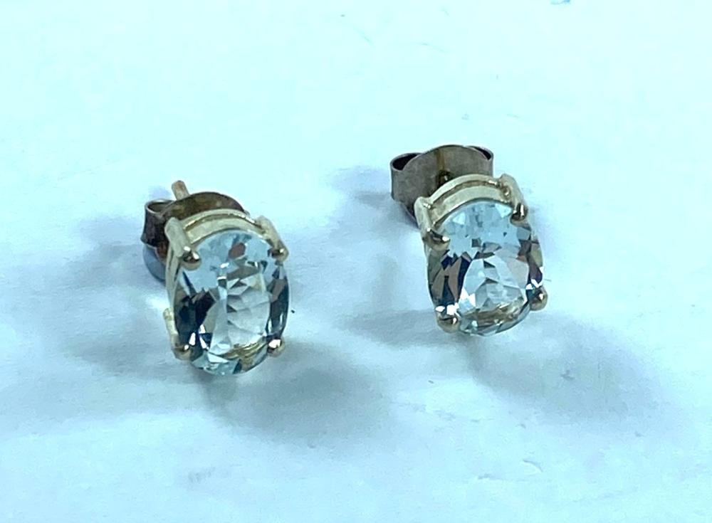 Oval-faceted Aquamarine Ear... image