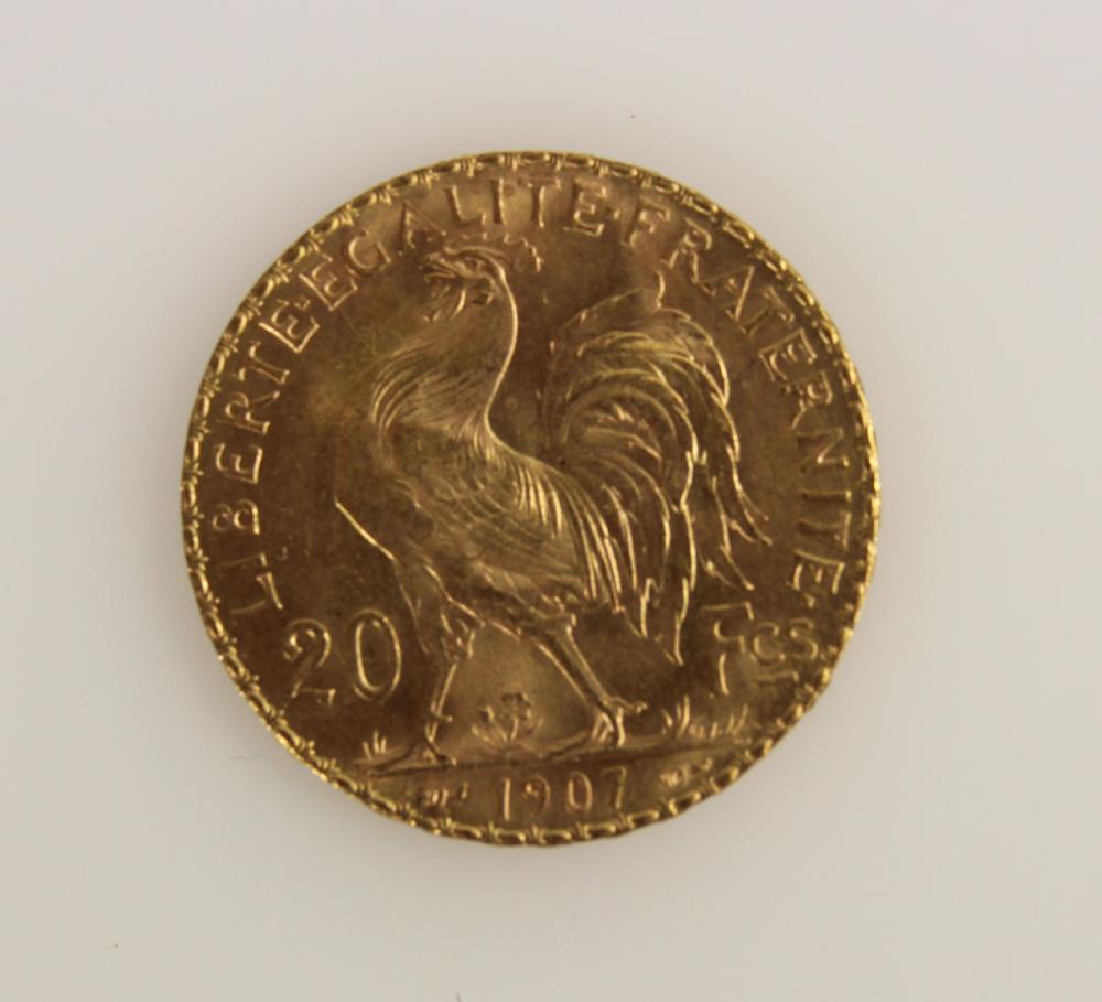 France 1907 Gold (900) 20 F... image