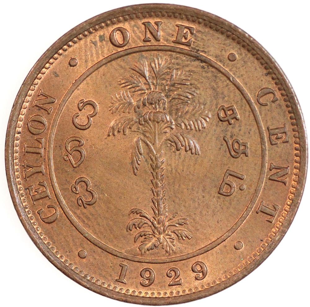 Ceylon 1929 Cent, Gem Uncir... image