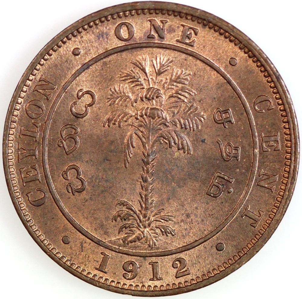 Ceylon 1912 Cent, Gem Uncir... image