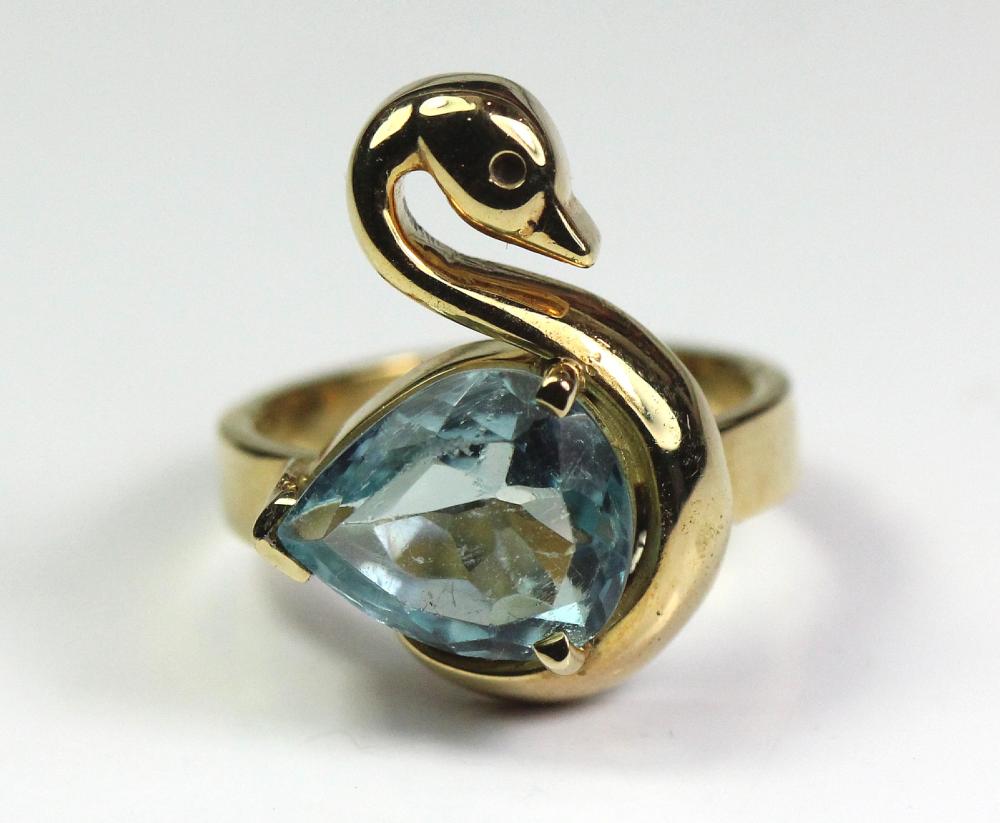 Aquamarine 'Swan' Ring in 9... image